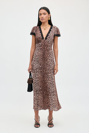 clarice dress leopard brown