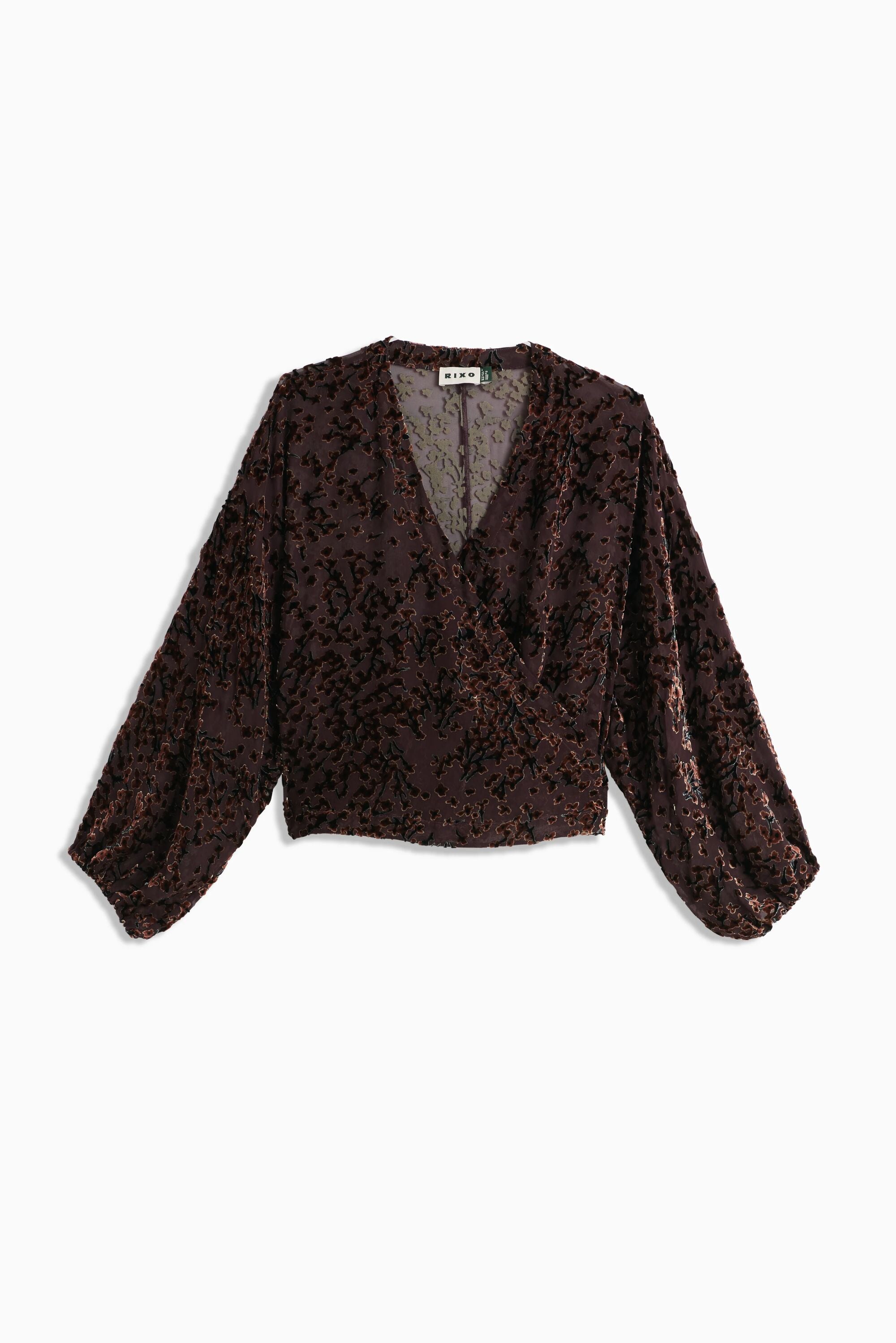 Cody Silk-Velvet Top in Lucia Devore Brown