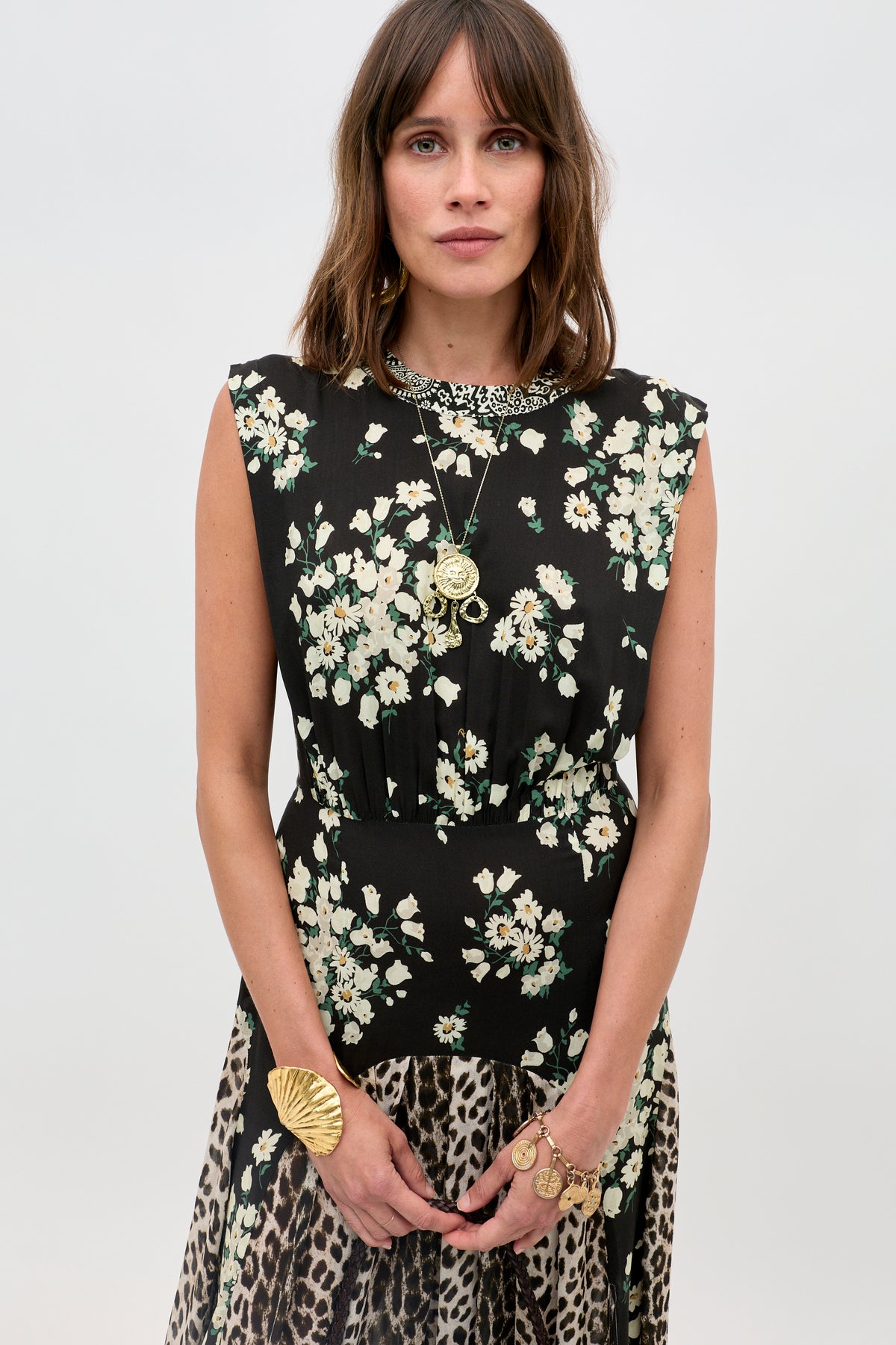 rixo midi dress Amina Midi Dress in Green City Floral Olive