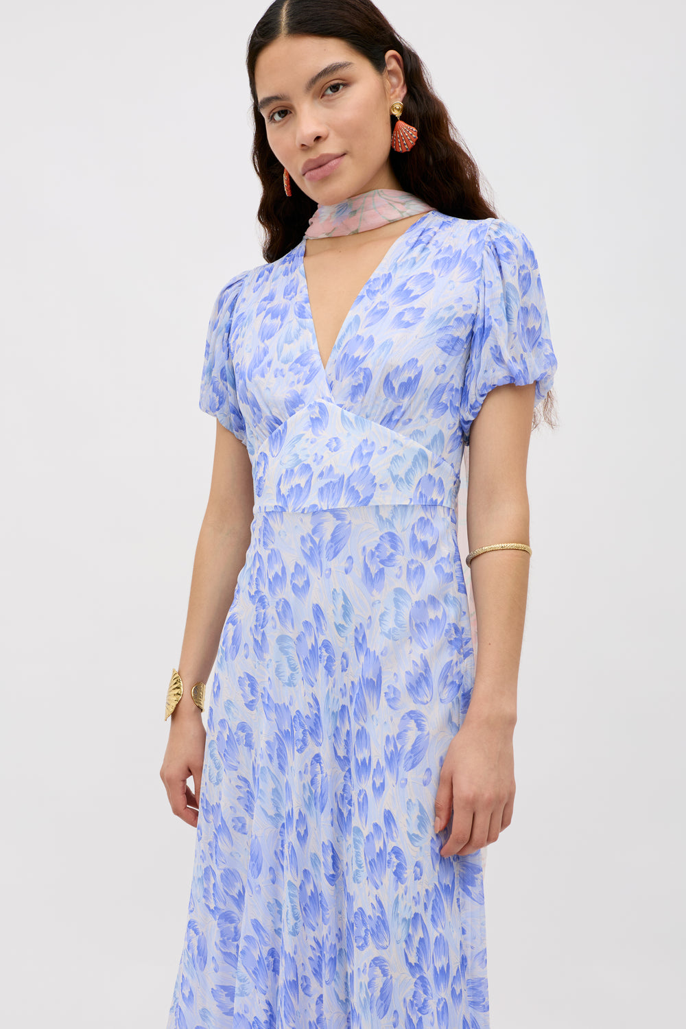 Corrine Chiffon Dress in Tulip Fields Cornflower Blue RIXO ⋆ — free download
