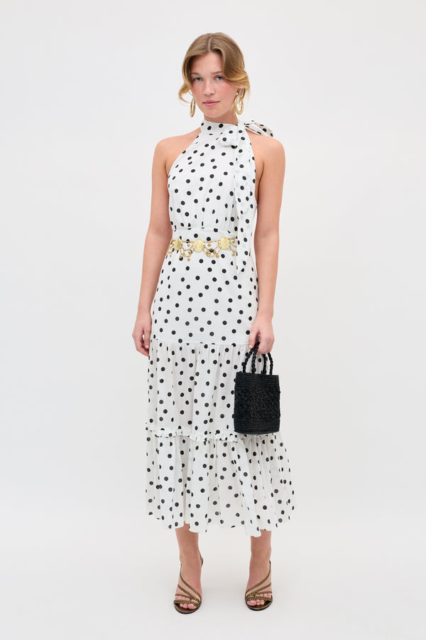 Eleanor Cotton Midi Dress in White Bohemia Spot Ivory Eleanor Cotton Midi Dress in White Bohemia Spot Ivory