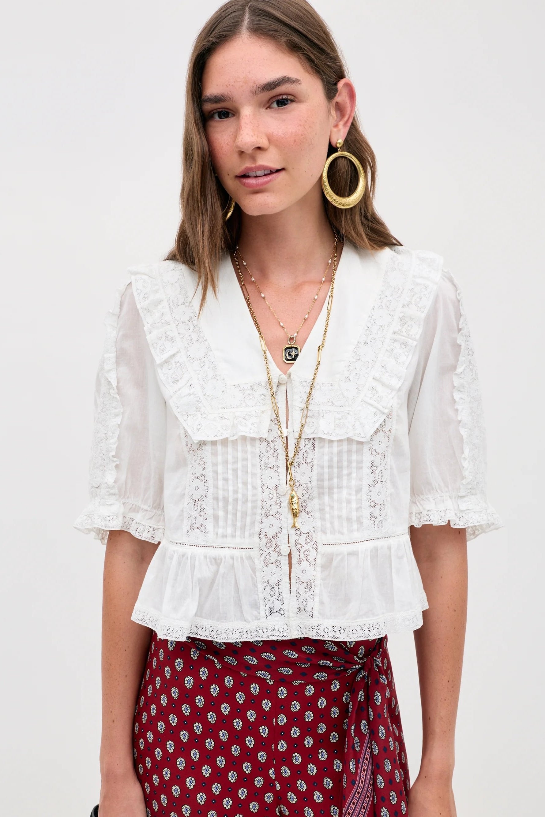 Ellery Cotton Blouse in White | RIXO ⋆
