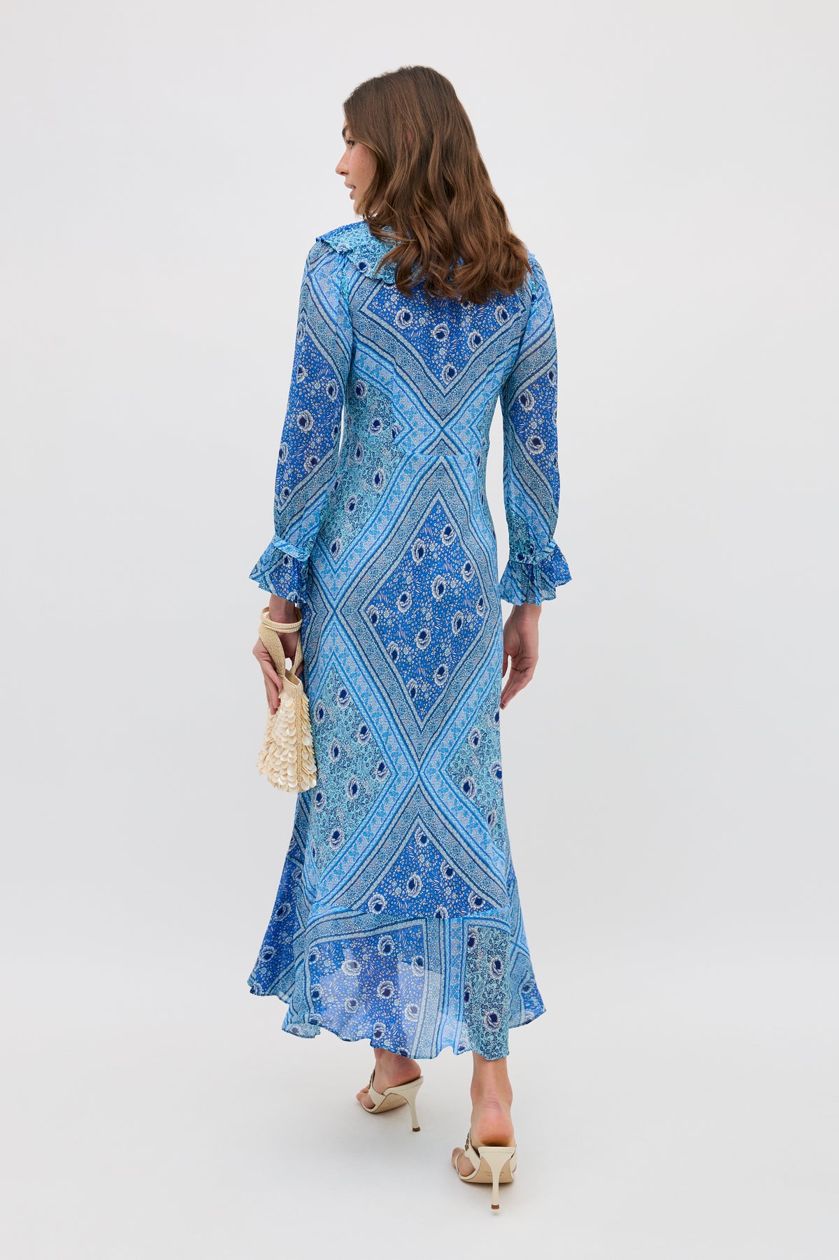 Gracye Silk Dress in Boho Scarf Blue | RIXO USA Gracye Silk Dress in Boho Scarf Blue | RIXO USA