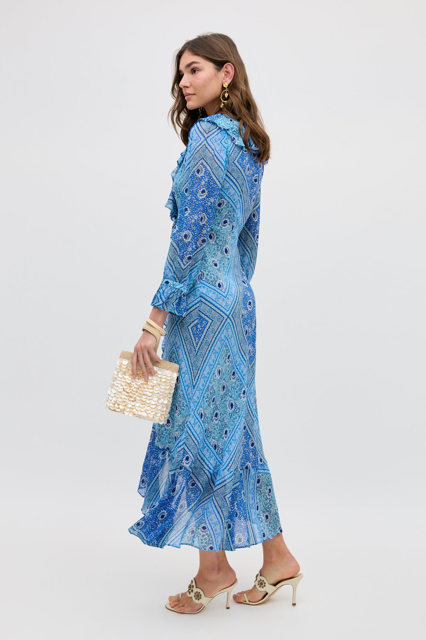 Gracye Silk Dress in Boho Scarf Blue