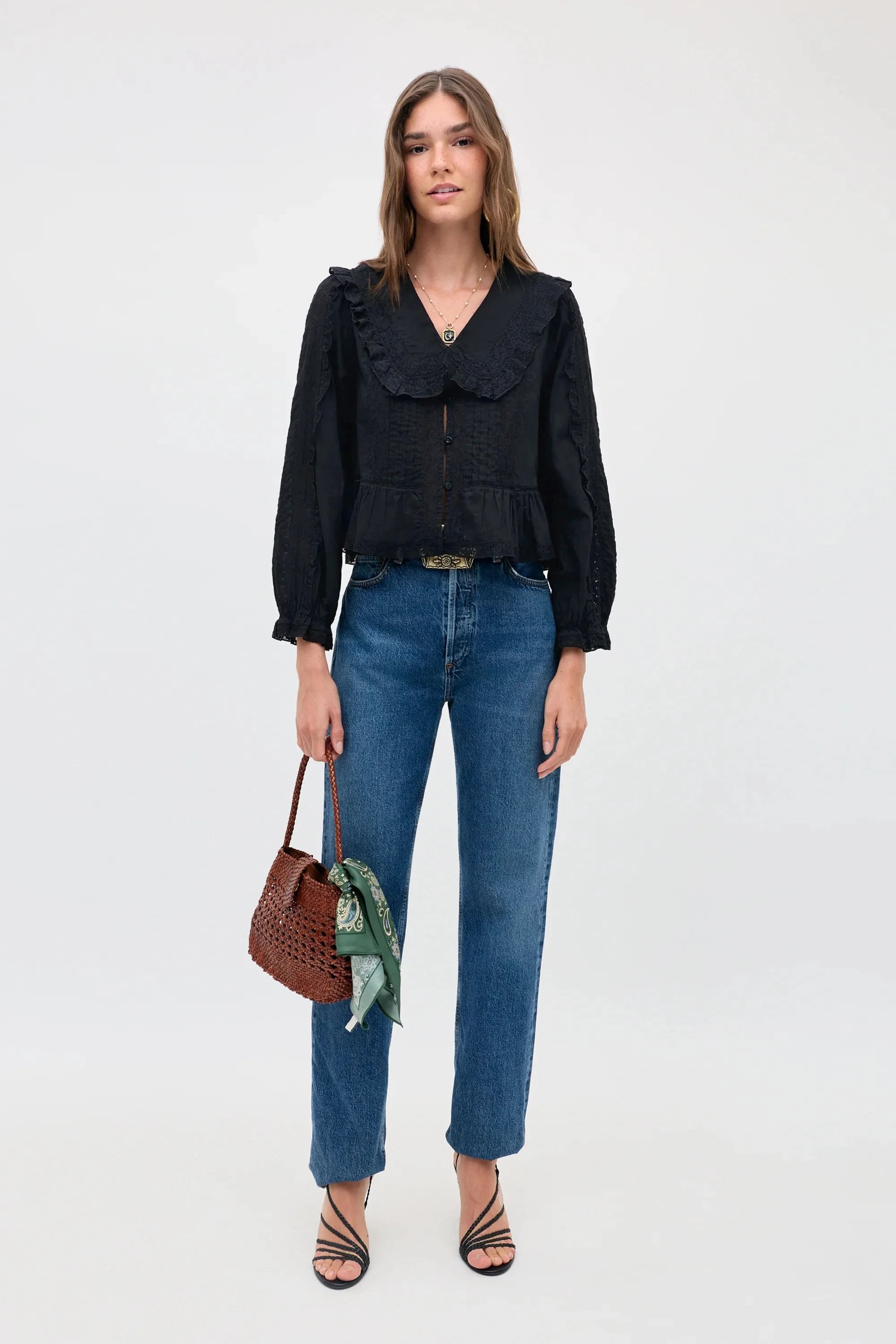 Maribelle Cotton Blouse in Black | RIXO USA ⋆