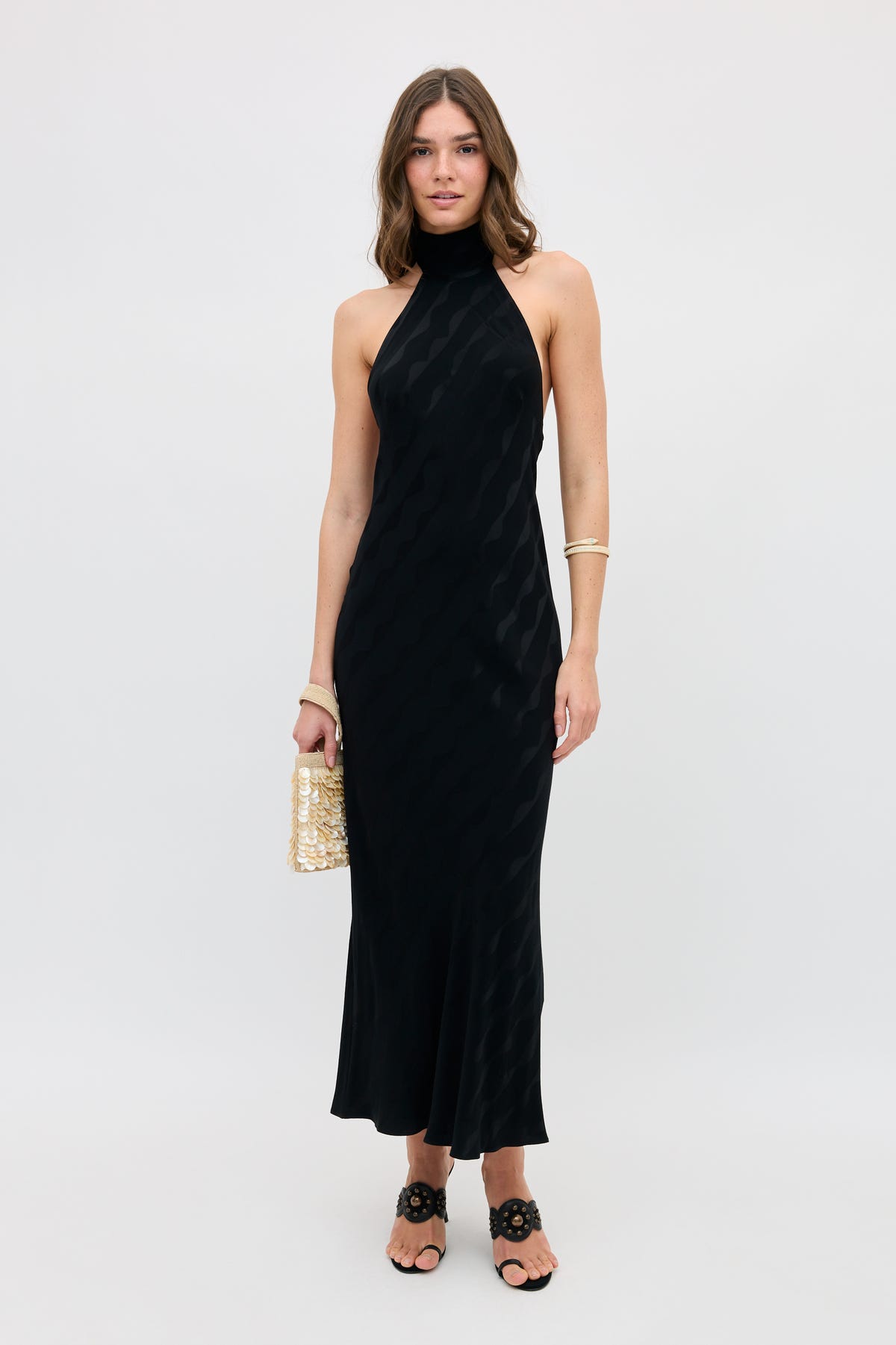 loose dress black Maura Satin Jacquard Midi in Wave Jacquard Size:US 4-12 Backless Wedding Dresses for Casual crew neck dress collections:LoafersSlipOns