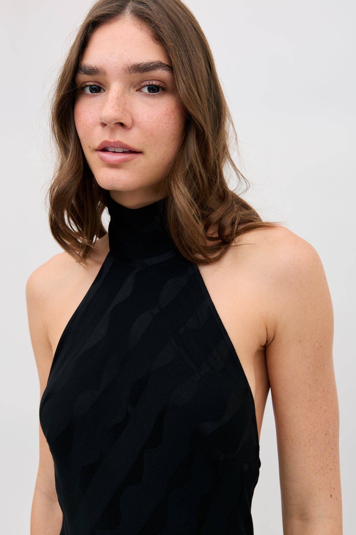 black satin jacquard dress Regal Romance Black Floral Jacquard Pleated Satin Midi Dress
