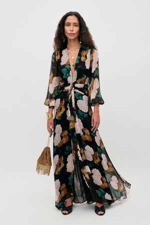 Meera -  Hydrangea Floral Charcoal