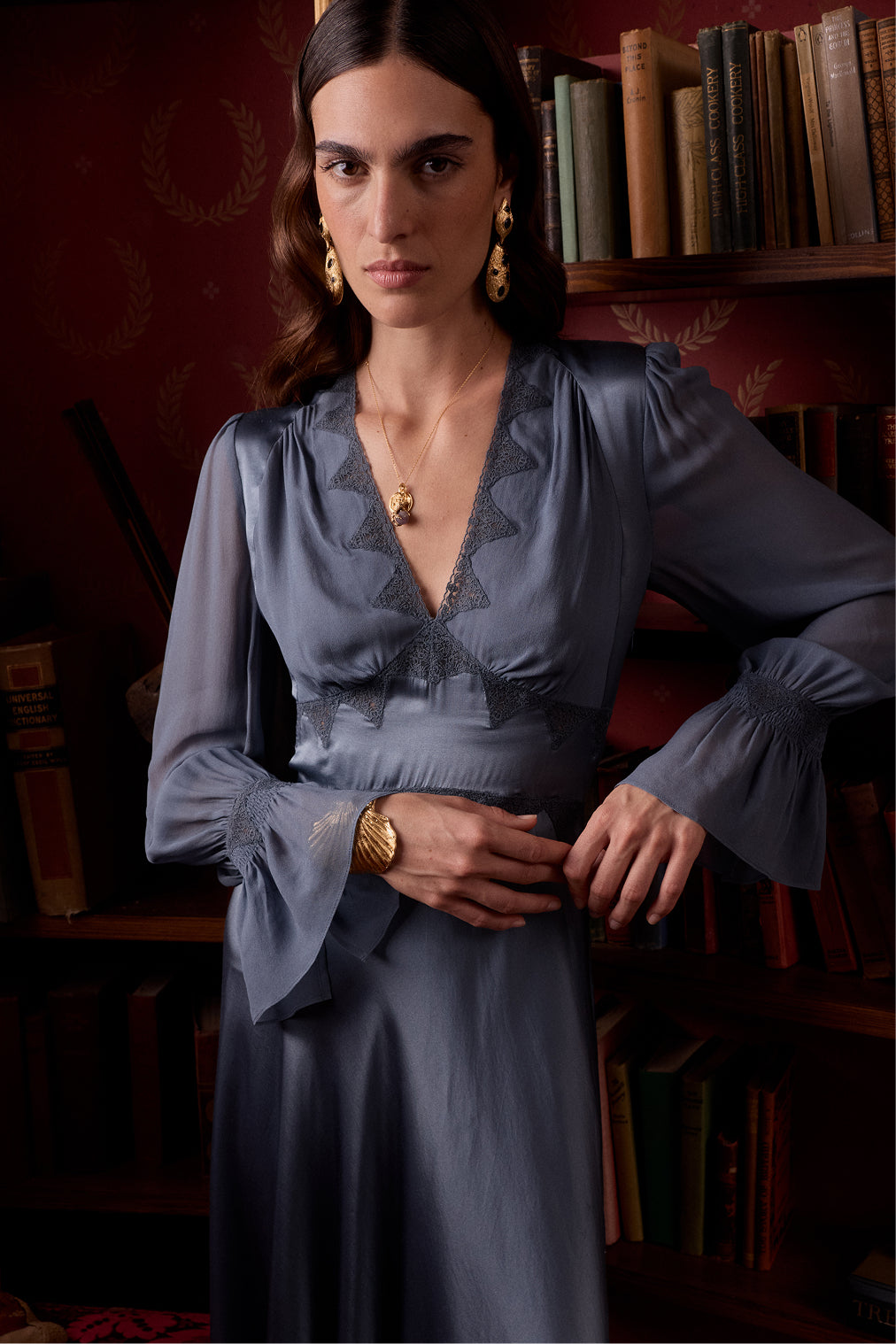 Edwina Suede Midi Skirt in Brown Tan