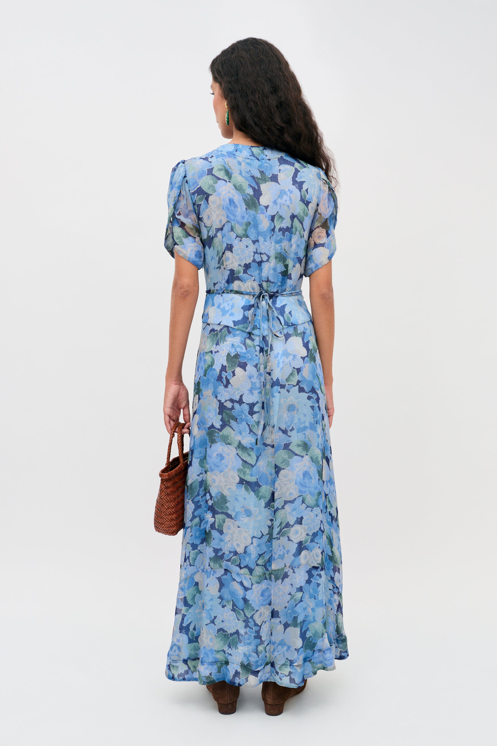 Novara Chiffon Midi Dress in Chelsea Floral Blue | RIXO USA ⋆