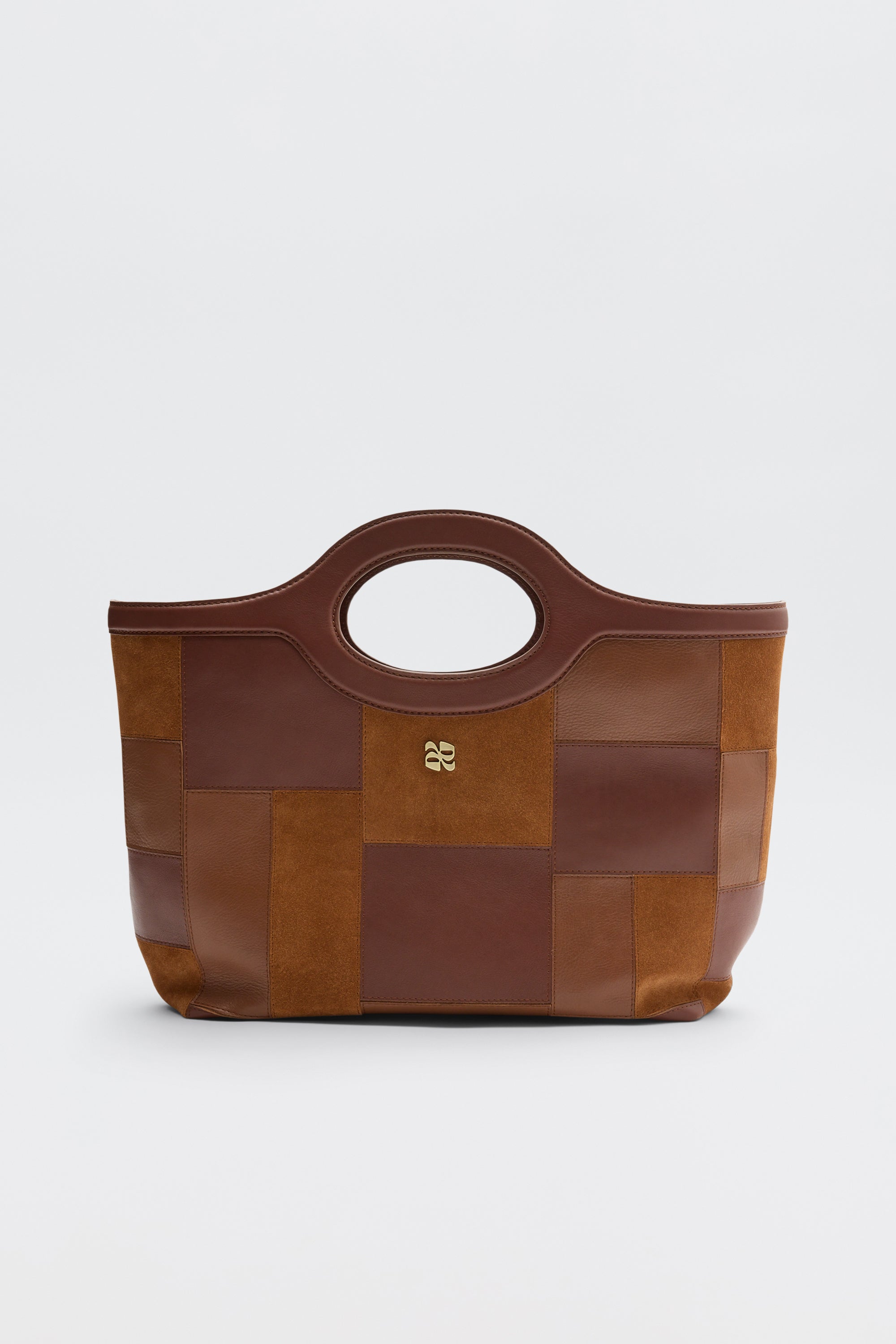 Parissa Leather Patchwork Bag in Brown Tan | RIXO ⋆