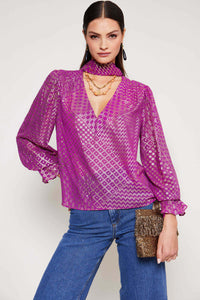 Thumbnail for transitional-styling,Jovie Tie-Neck Blouse