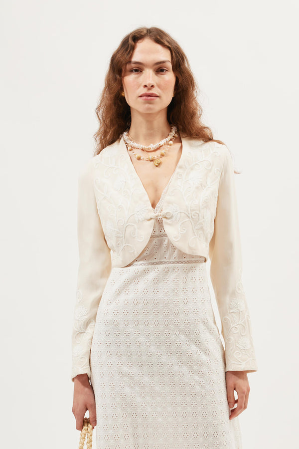 Learke Embroidered Jacket in Cream