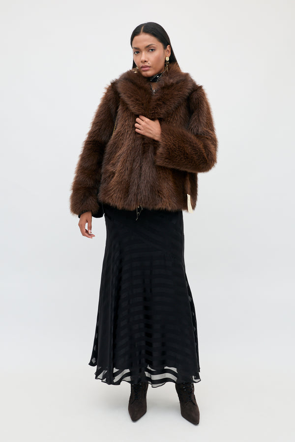 Rachael - Lena Stripe Devore Black
