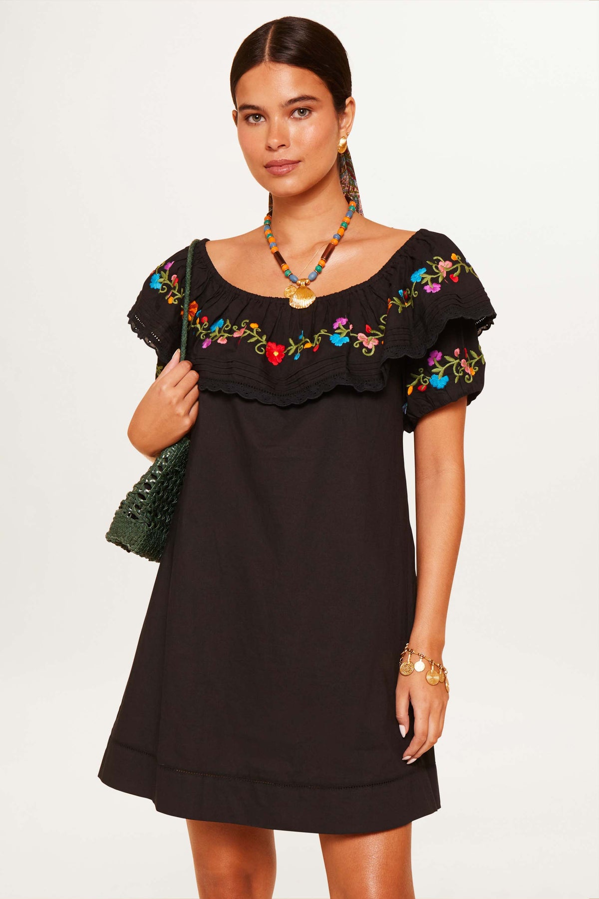 blue dress for baby girl Amari Silk-Velvet Midi Dress in Black