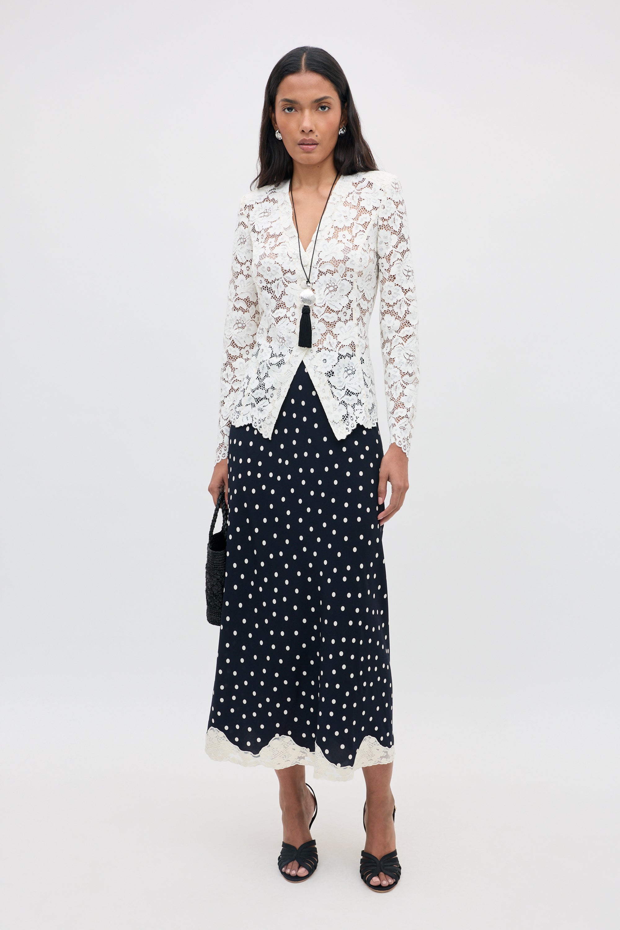 Stassie Midi Skirt in Layla Dot Navy | RIXO USA ⋆
