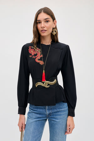 Sylvie Rose -  Dragon Embroidery Red