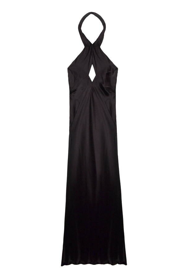 princess polly baby blue dress Black satin bodycon cocktail dress with racer back main image 1