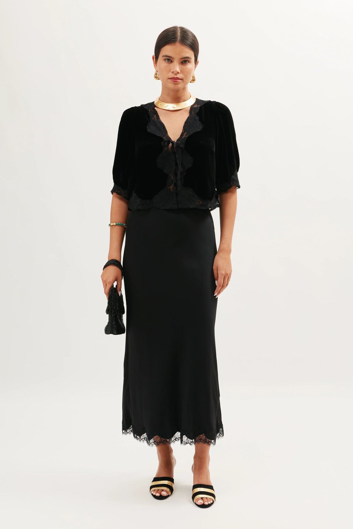 Ursula Silk-Velvet Top in Black | RIXO USA Ursula Silk-Velvet Top in Black | RIXO USA
