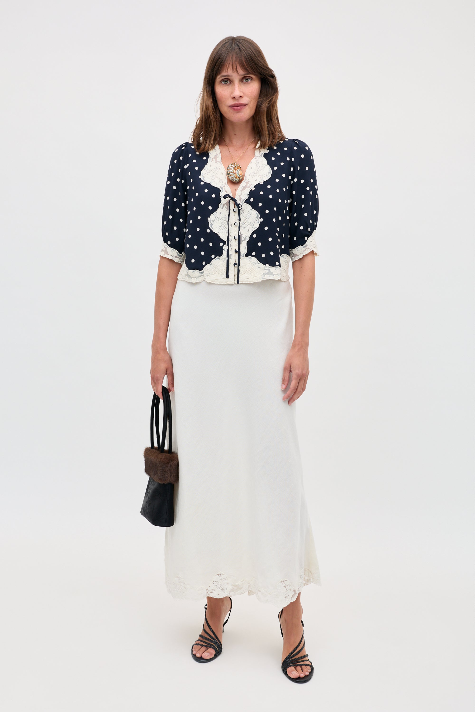 Ursula Crepe De Chine Top in Layla Dot Navy | RIXO USA ⋆
