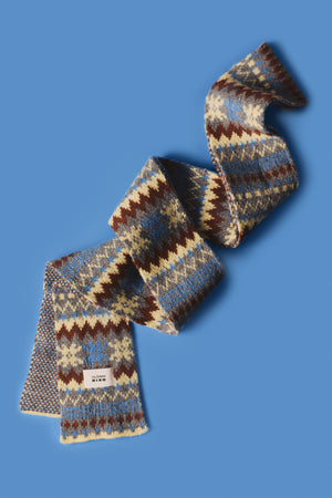 Wool Mini Scarf - Fair Isle Grey