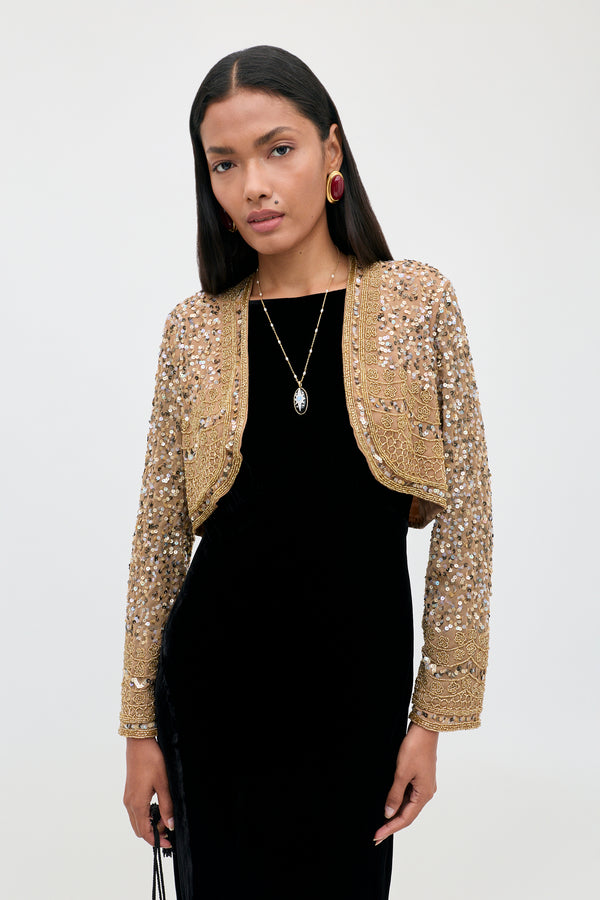 Cliona  -  Art Deco Embellishment Antique Gold