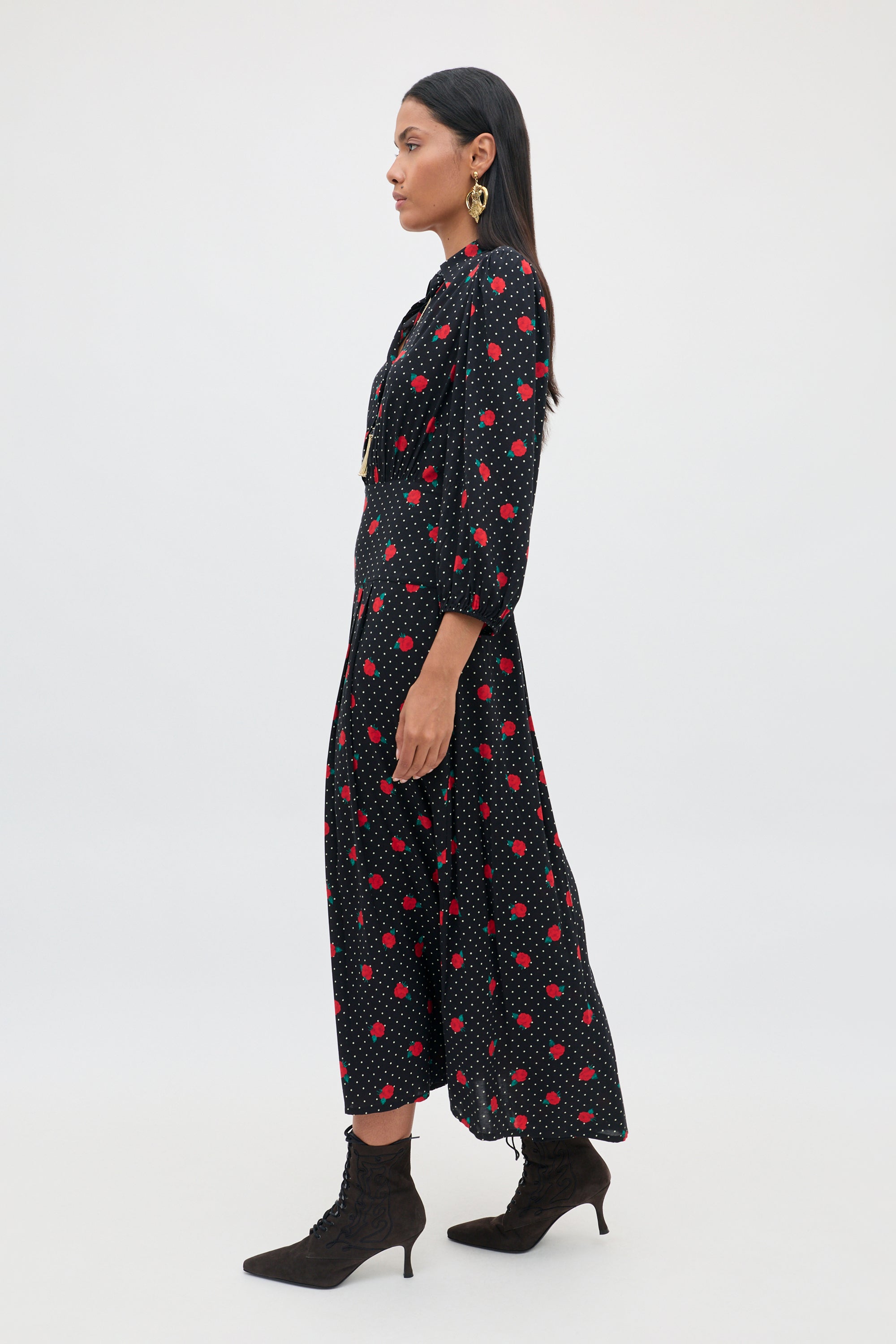 Izzy Shirt Dress in Rose Spot Black | RIXO USA ⋆
