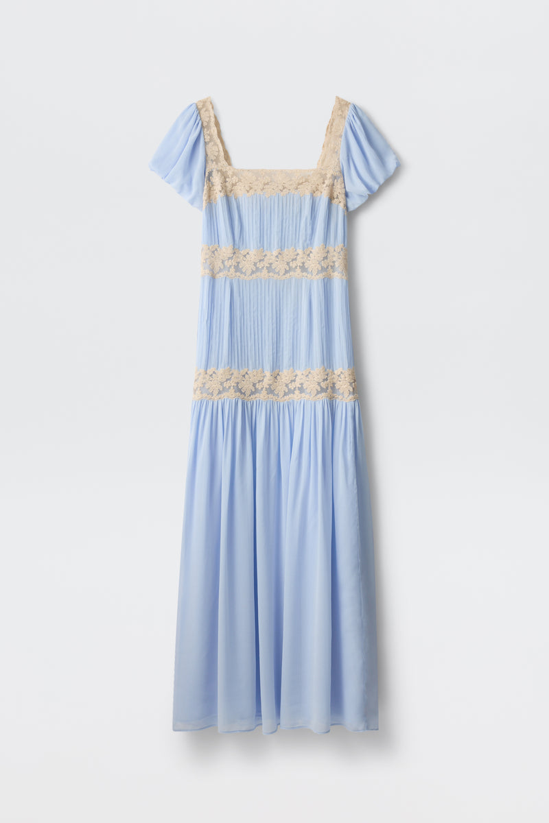 Marjorie Georgette Midi Dress in Vintage Blue