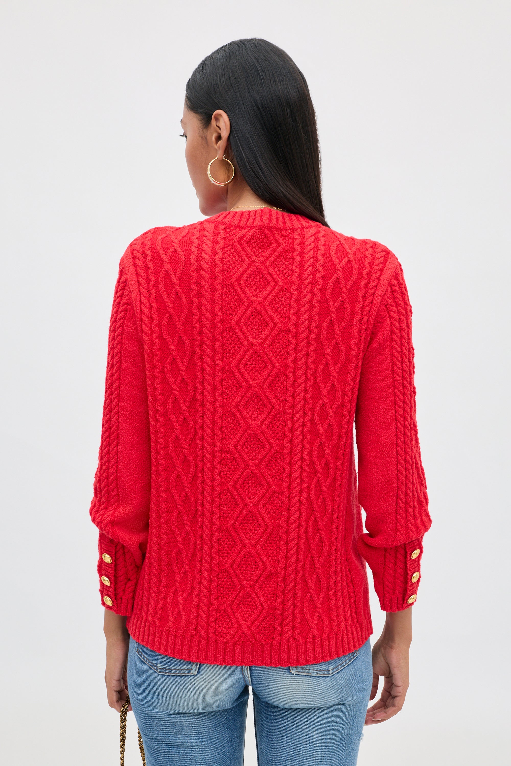 Maurya Wool-Blend Cardigan in Red | RIXO USA ⋆