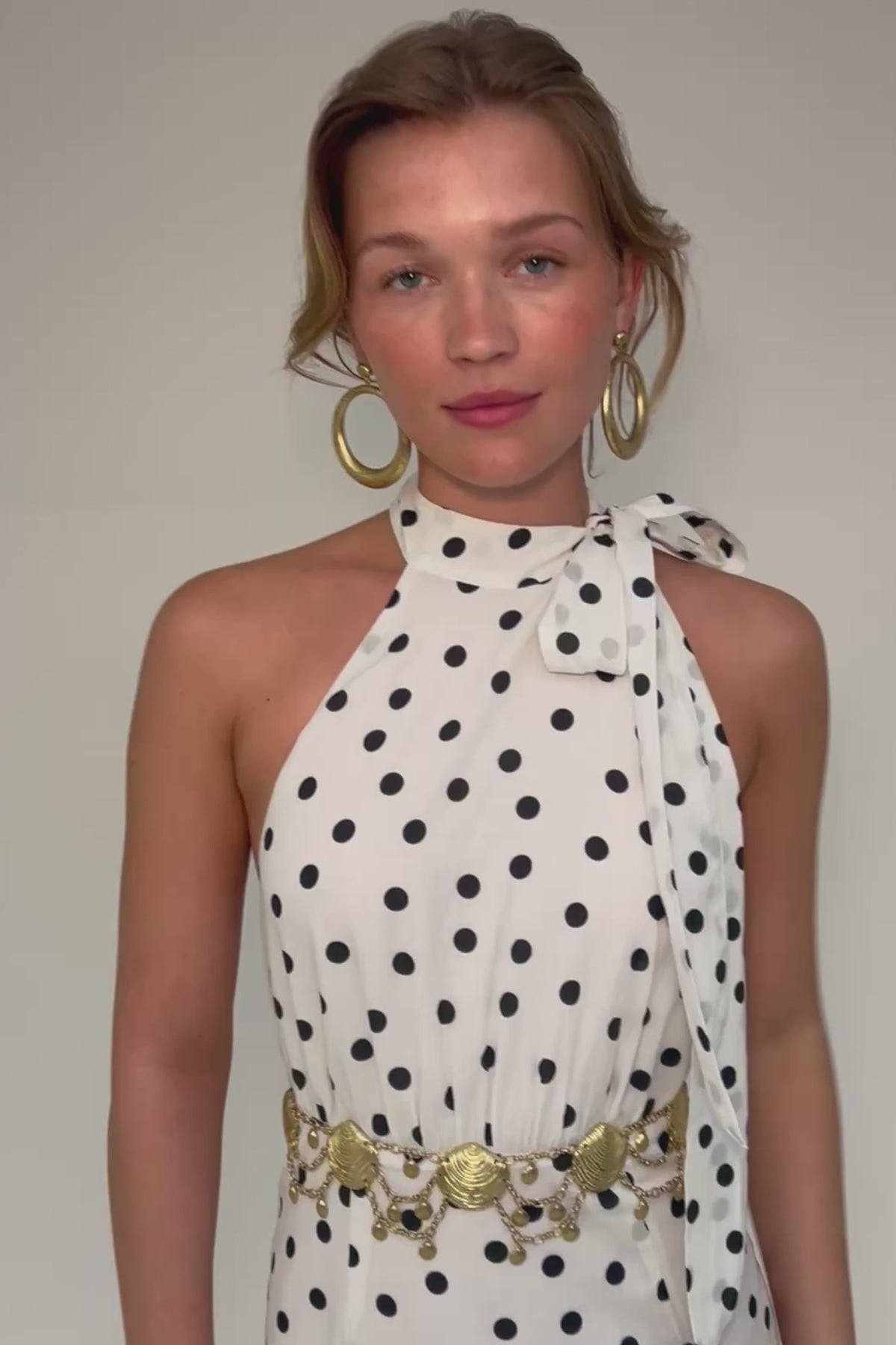 cotton on polka dot dress Eleanor Cotton Midi Dress in White Bohemia Spot Ivory