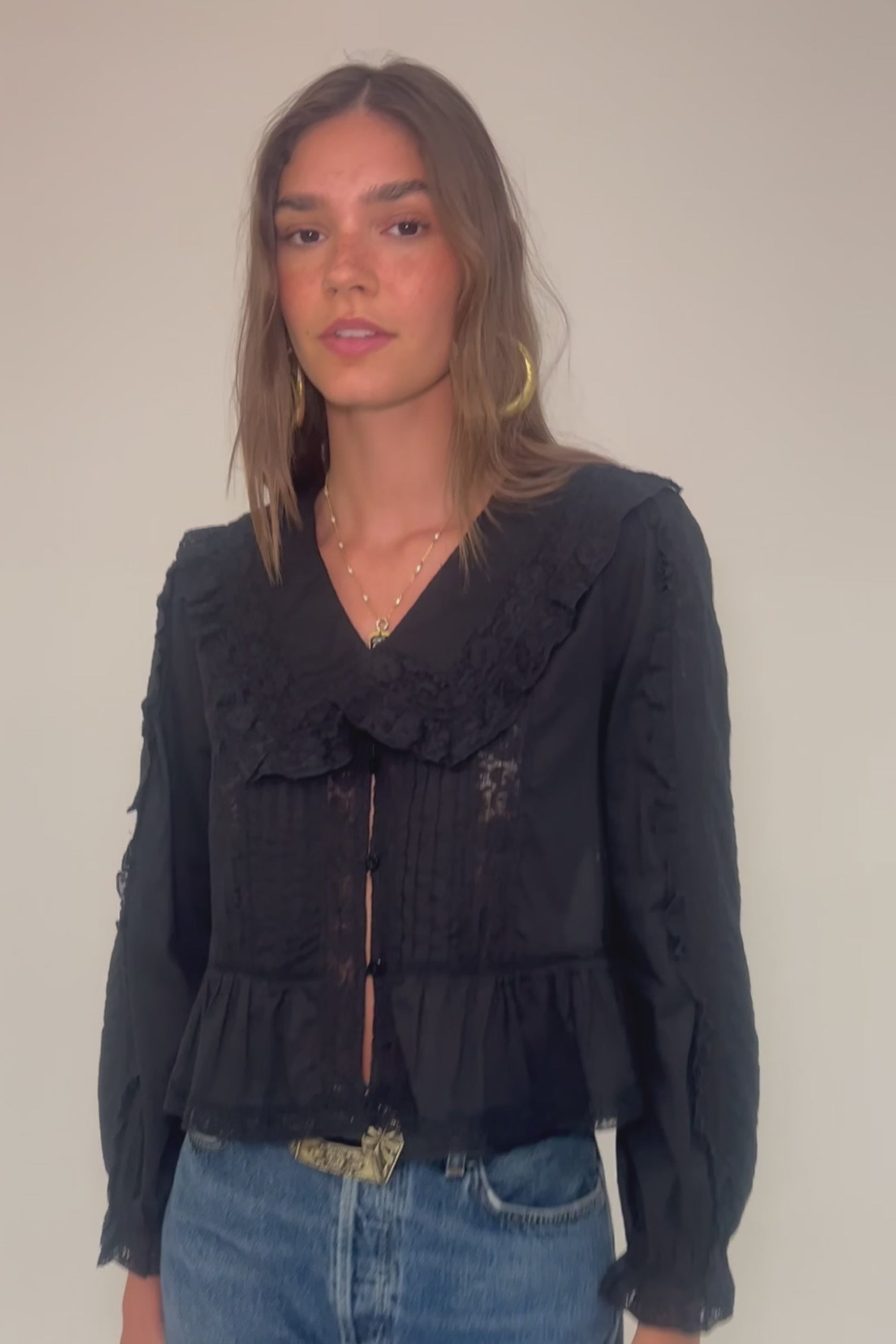 Maribelle Cotton Blouse in Black | RIXO USA ⋆