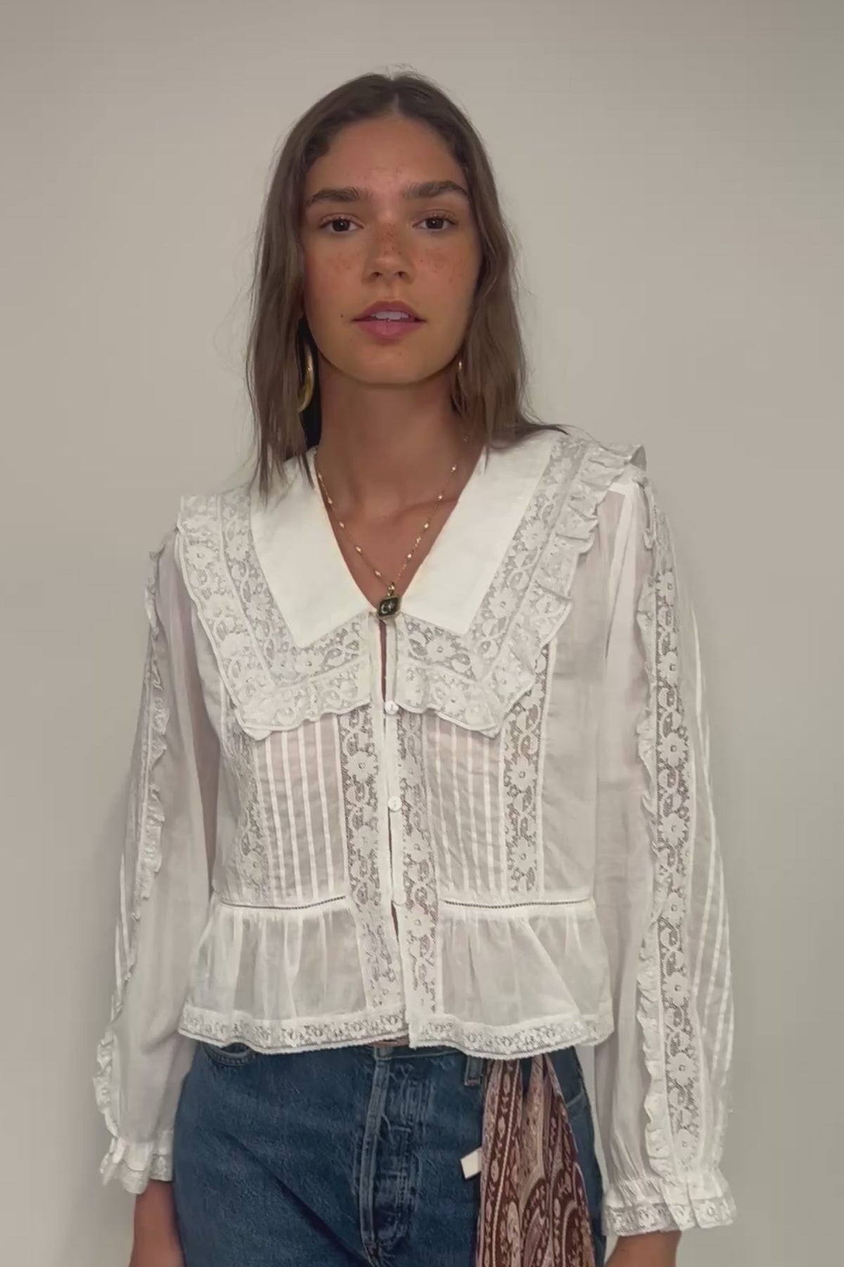 Maribelle Cotton Blouse in Ivory | RIXO USA ⋆