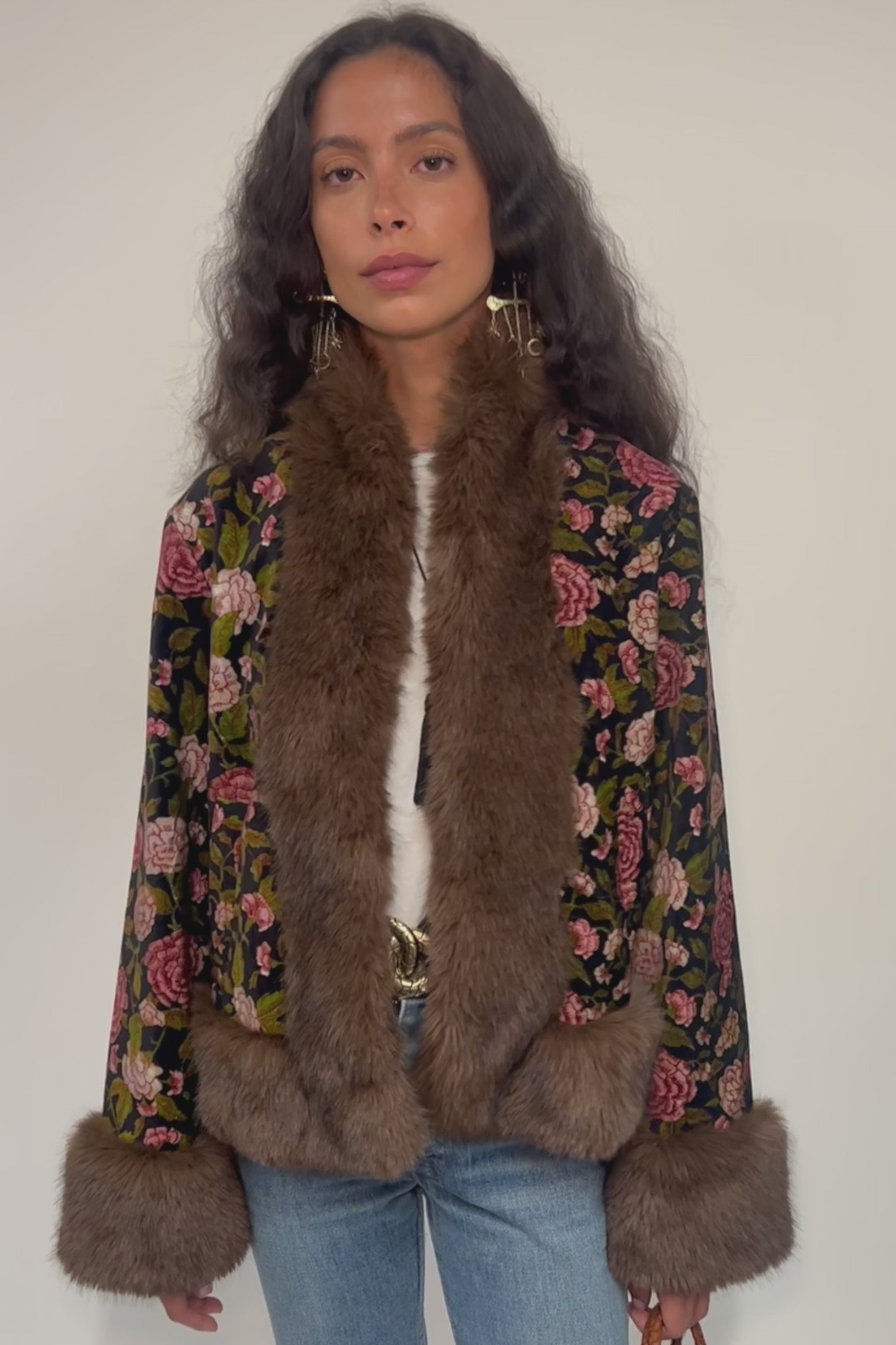 Jorgia Cotton Velvet Jacket in Enchanted Flora Green | RIXO Europe ⋆
