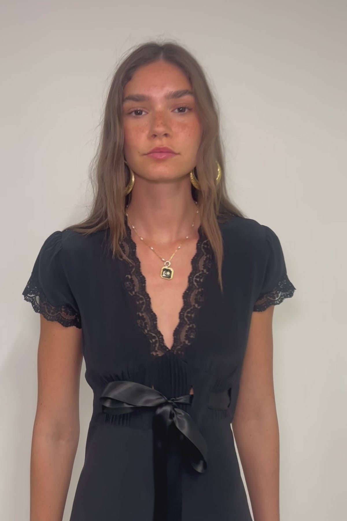 Marlice Silk Midi Dress in Black