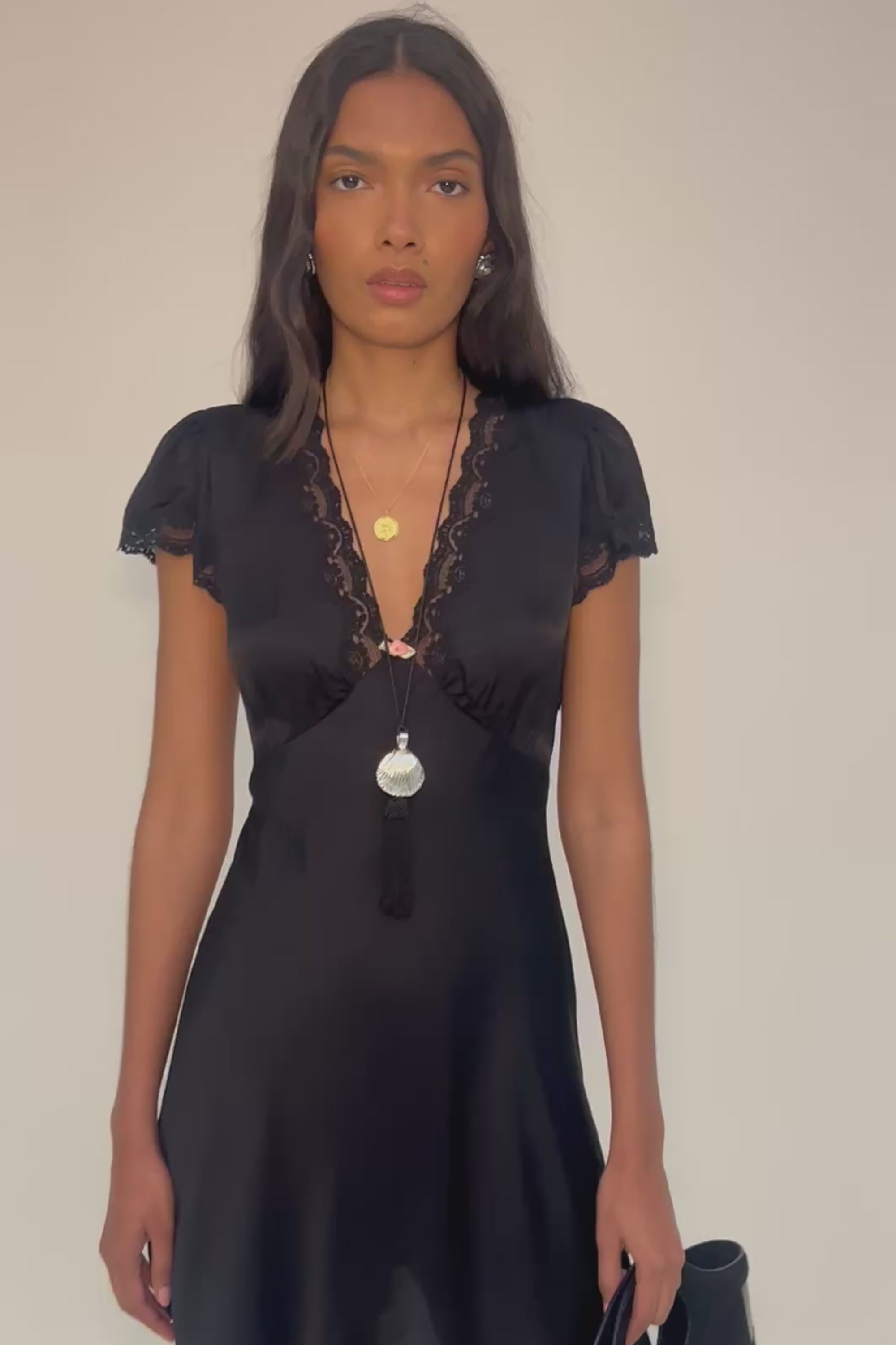 Cely Satin Mini Dress in Black | RIXO USA ⋆