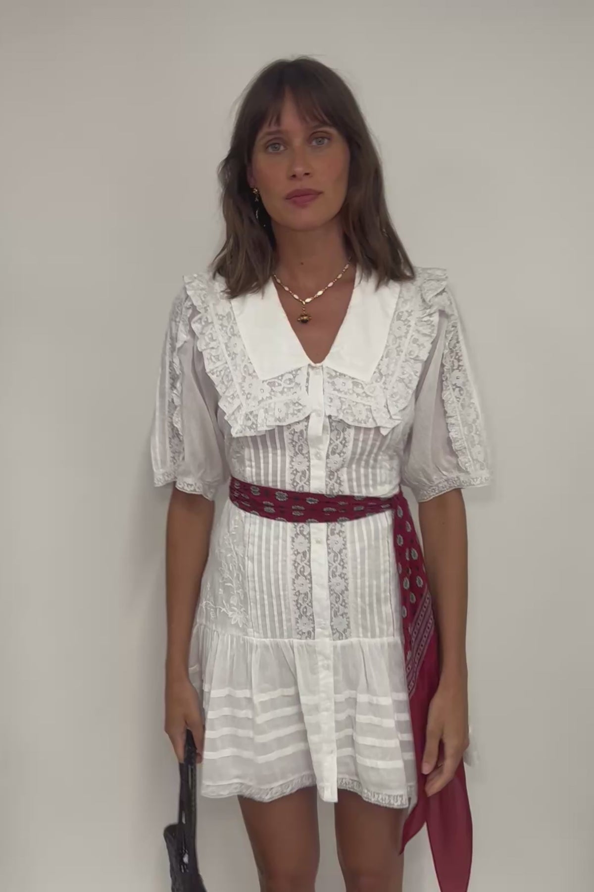 rixo dove cotton mini dress Dove Embroidered Cotton Mini Dress in Pansy Embroidery White