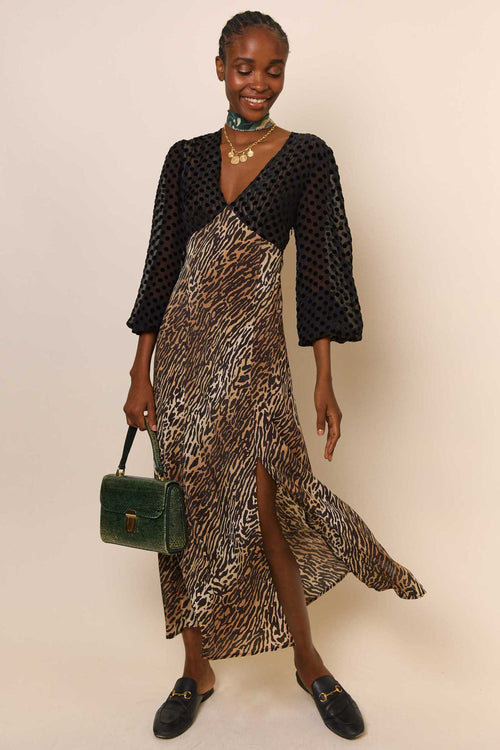 Rixo Leopard Print And Polka Dot Dress Midi Dress Polka Dot Rixo