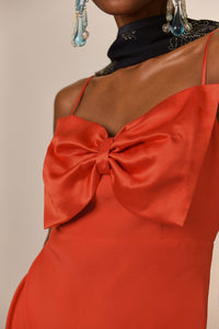 Thumbnail for Satin Bow Midi Dress