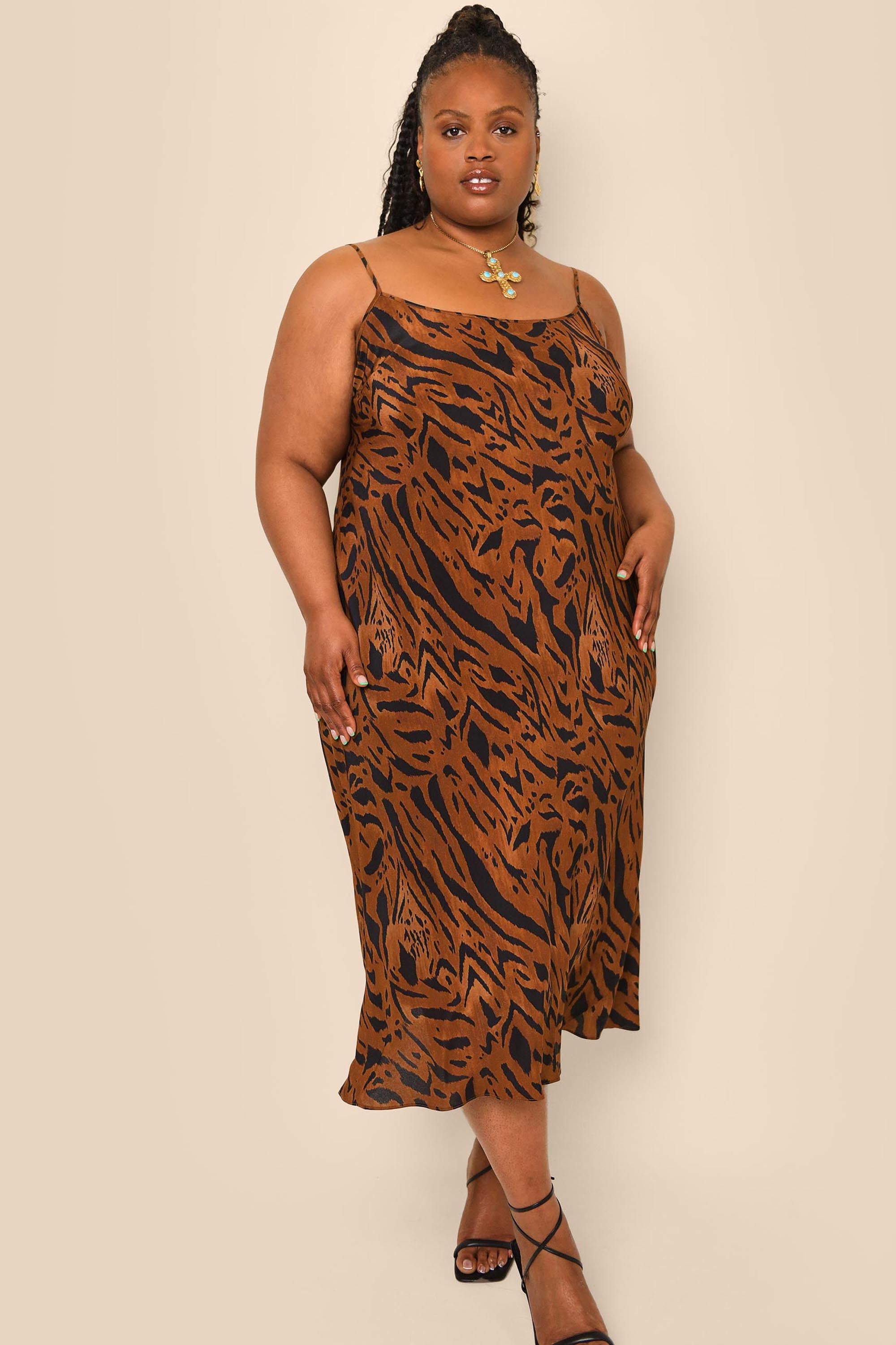 Women's Satin Printed Tiger Print Shirt Dress – Stylestone