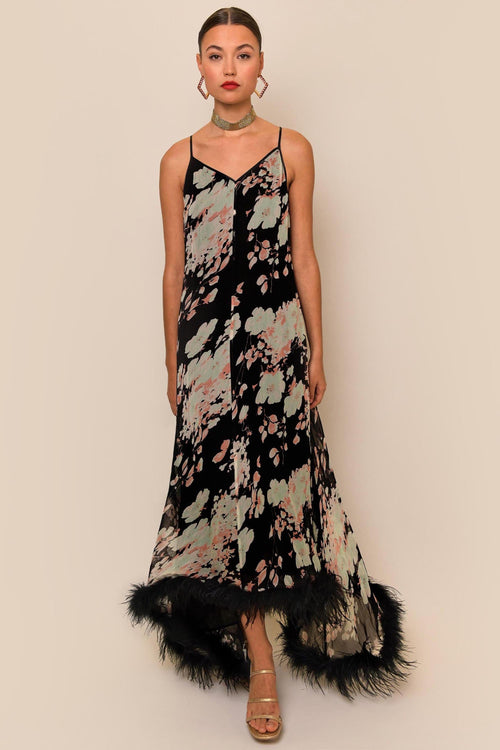 Occasion,Amaryllis Feathered Gown