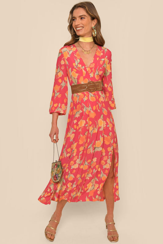 Camellia Silk Midi Dress